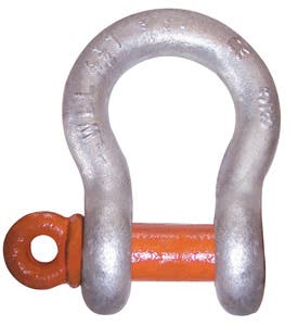 7/16" Super Strong Anchor Shackle - Screw Pin, Working Load Limit: 2 Tons, Galvanized, Columbus McKinnon M649G - 1/EA