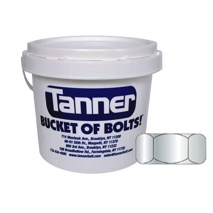 3/8"-16 Finished Hex Nuts, Grade 2 Steel, Zinc Plated, Bucket-of-Bolts!® (3,000 Pieces Per Bucket)