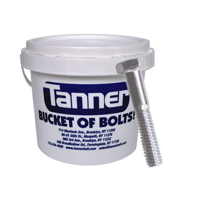 3/8"-16 x 3/4" Hex Tap Bolts, Full Thread, Steel, Zinc Plated, Bucket-of-Bolts!®  (1000 Pieces per Bucket)