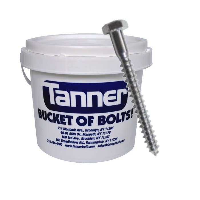 3/8" x 4" Lag Bolts, Hex Head, Steel, Zinc Plated, Bucket-of-Bolts!® (300 Pieces per Bucket)