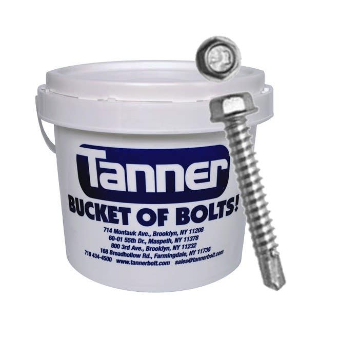 #12 x 3/4" Self-Drilling Screws, Hex Washer Head, 5/16" Driver, #3 Point, Steel, Zinc Plated (5000 Pieces per Bucket)