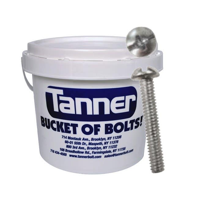 1/4"-20 x 1" Machine Screws, Round Head, Combo Drive, Carbon Steel / Zinc Plated, Bucket-of-Bolts!® (2500 Pieces per Bucket)
