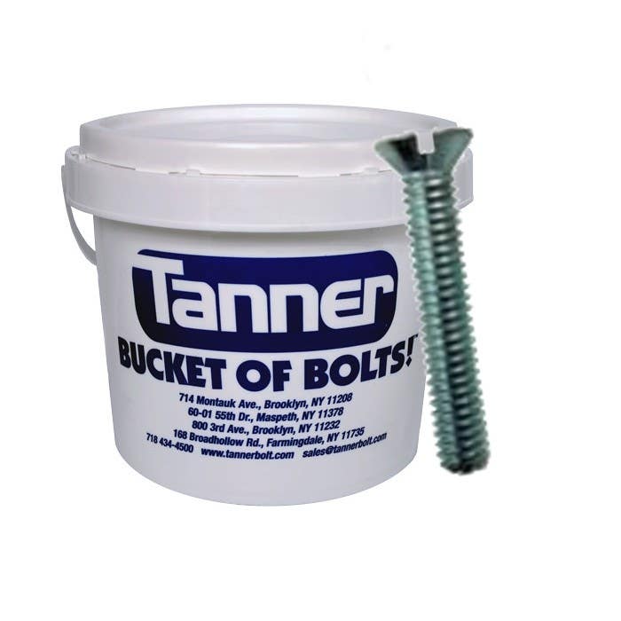 #6-32 x 2" Machine Screws, Flat Head, Slotted Drive, Steel, Zinc Plated, Bucket-of-Bolts!® (4000 Pieces per Bucket)
