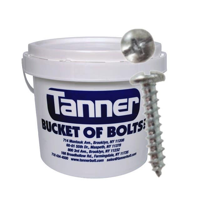 #10 x 2" Sheet Metal Screws, Pan Head, Combo Drive, Carbon Steel / Zinc Plated, Bucket-of-Bolts!® (3500 Pieces per Bucket)