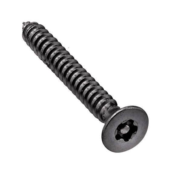 #14 x 5/8" Tamper-Resistant Sheet Metal Screws, Torx® Plus Equivalent 5-Lobe with Solid Post, Flat Head, Driver Size: 30IPR, Case Hardened Black Steel