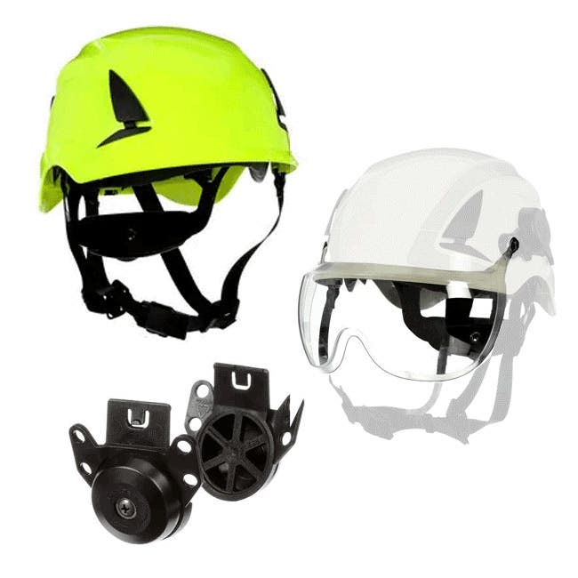 3M™ SecureFit™ Safety Helmet Kit w/X5014-ANSI Hi-Viz Green Helmet, 6 Point Ratchet Suspension, Meets ANSI Z89.1, ABS Construction including a 3M Clear Short Visor and Peltor Adaptor Clip