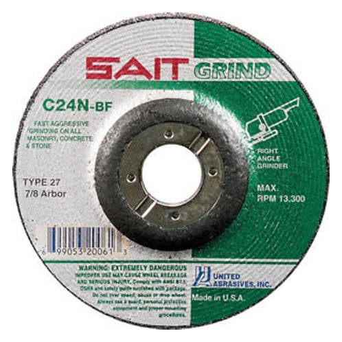 5" x 1/4" x 7/8" C24N Concrete Depressed Center Grinding Wheels, Type 27, United Abrasives 20071
