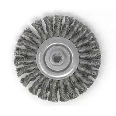 4" x .014" x 1/2"-13 Regular Twist Wire Wheels, Carbon Steel, 20,000 Max RPM, Blue Line POS Display Packaging, United Abrasives 06430