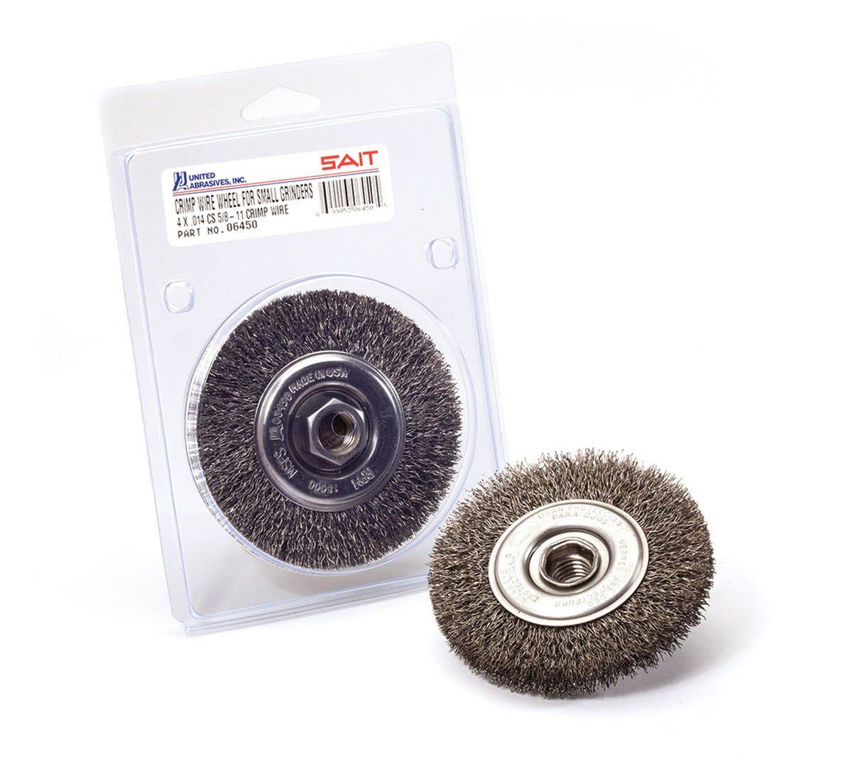 4 Knot & Crimped Wire Wheel, Wire: .014, Arbor: 5/8"-11, Material: Carbon Steel Crimped