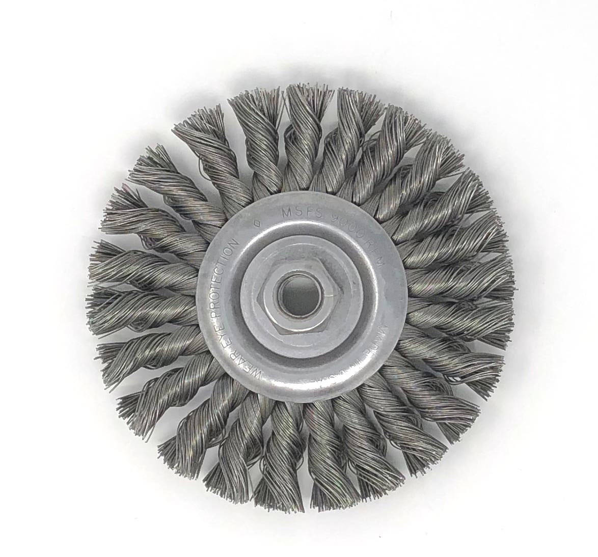 4 Knot & Crimped Wire Wheel, Wire: .014, Arbor: 5/8"-11, Material: Carbon Steel Regular Twist