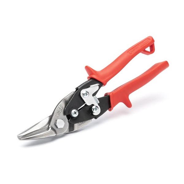 Wiss 9-3/4" Aviation Snips, 1-3/8" Blade Length, Left Cut Direction, 18 Gauge Low Carbon Steel Cutting Capacity, Red