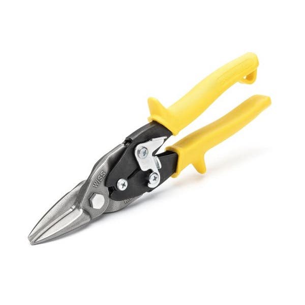 Wiss 9-3/4" Aviation Snips, 1-1/2" Blade Length, Straight / Left / Right Cut Direction, 18 Gauge Low Carbon Steel Cutting Capacity, Yellow