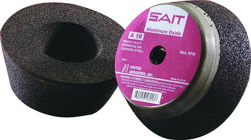 6" x 2" x 5/8-11 A16 General Purpose Grinding Cup Stones with Metal Backing, Type 11, United Abrasives