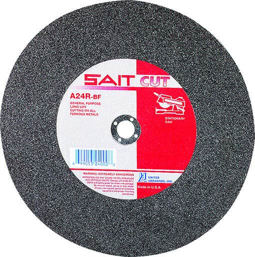 20" x 3/16" x 1" A24R - Long Life Stationary Saw Cut-Off Wheels, Type 1, 3,000 Max RPM, United Abrasives 24090