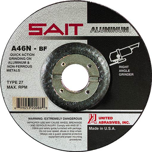 7" x 1/4" x 7/8" A46N Aluminum Depressed Center Grinding Wheels, Type 27, United Abrasives 20083