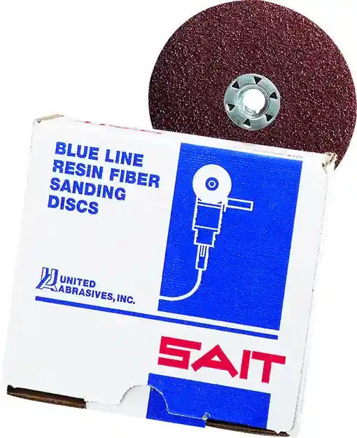 5" x 5/8"-11 7A-S Ceramic Fiber Discs with SAIT-LOK™ Quick Change Hub, 60 Grit, Ceramic Blended Grain, United Abrasives 55118