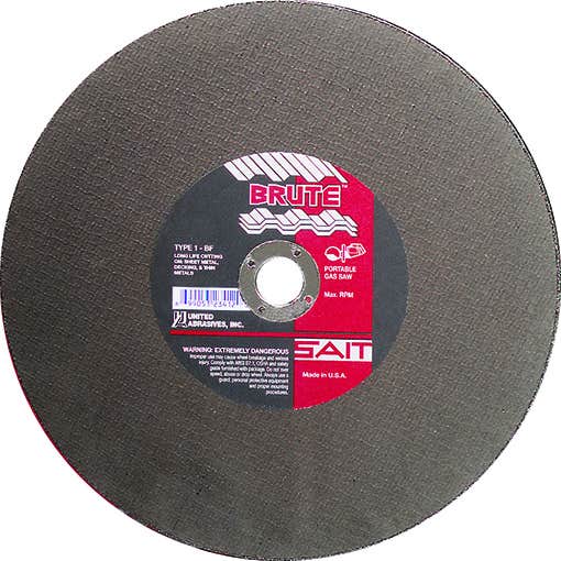 14" x 1/8" x 1 Brute Portable Saw Cut-Off Wheels, Type 1, United Abrasives 23452
