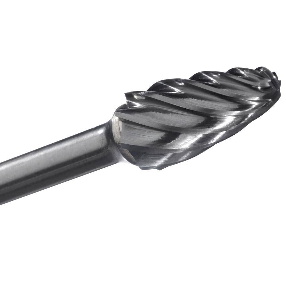 Champion SF1NF Tree Shaped Radius Carbide Bur for Work on Narrow Contours, 1/4" Cutting Diameter, 3/4" Length of Cut, Non Ferrous Titanium Nitride Coated