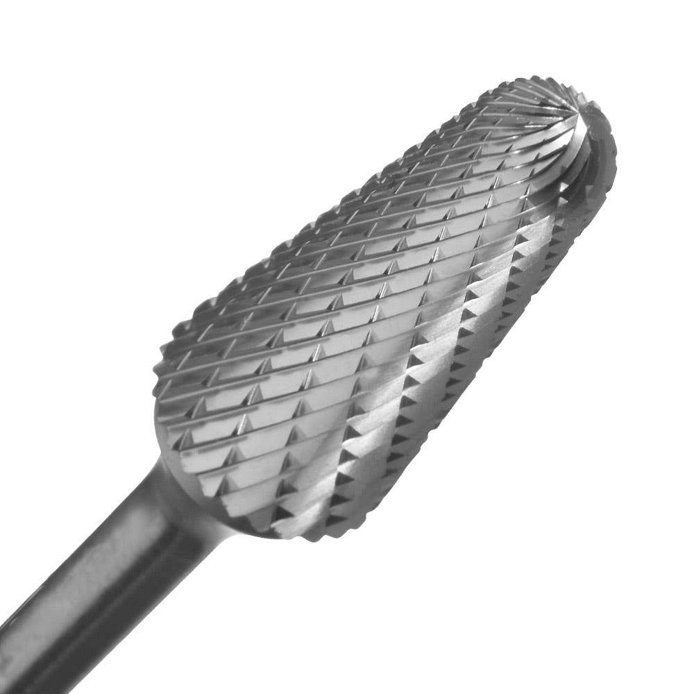 Champion SL1-L6 Taper Radius End Carbide Bur for Narrow Contours / Surface Machining, 6" Long Shank, 1/4" Cutter Diameter, 5/8" Length of Cut, Long Series Titanium Nitride Coated