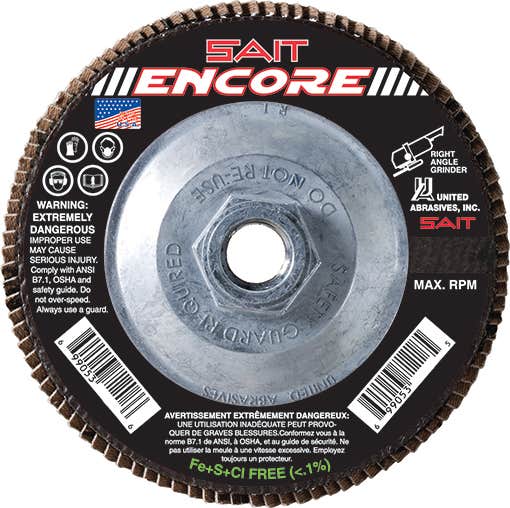 United Abrasives Flap Disc SAIT 73950 4-1/2" x 7/8  Z50 grit Fiberglass 5pc 
