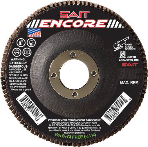 5" x 7/8" Sait Encore Flap Discs, Type 27, 60 Grit, United Abrasives 71228