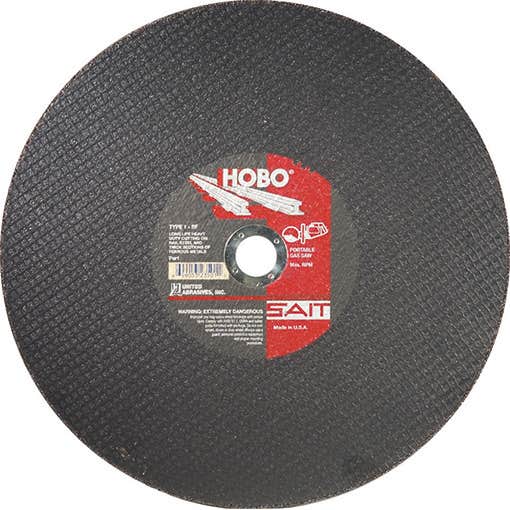 14" x 1/8" x 1 HOBO Portable Saw Cut-Off Wheels, Type 1, United Abrasives 23501
