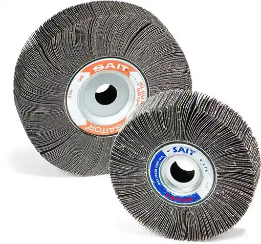 6" x 2" x 1" 2A Premium Aluminum Oxide Grain Flap Wheels, 120 Grit, 6,000 Max RPM, Large Diameter, United Abrasives 72033