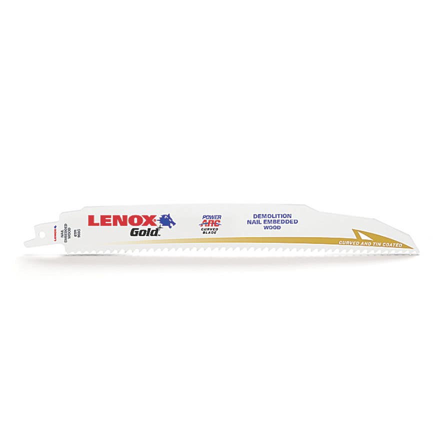 9" x 1" x .062 LENOX Gold® Power Arc Curved Reciprocating Saw Blades, Demolition Cutting - 25-PACK, 21221B960GR