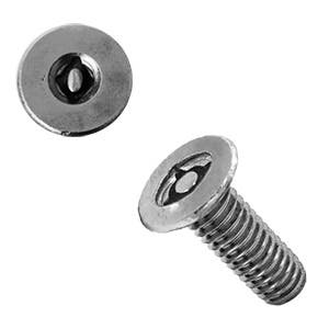 1/4"-20 x 3/4" Lock-Out® Maximum Security Cap Screws, Flat Head, High Torque Oval Center with Pin, P27 Drive, 18-8 Stainless Steel