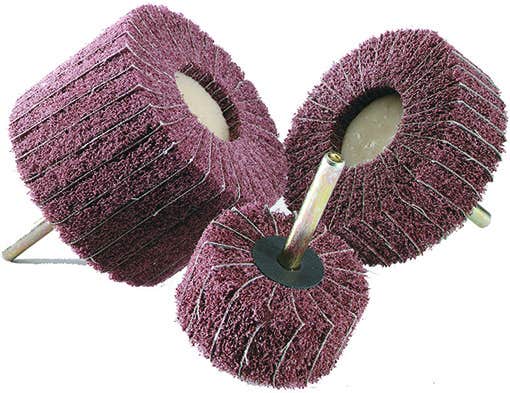 3" x 2" x 1/4" Non-Woven Interleaf Wheels, Medium Grade, 80 Grit, 20,000 Max RPM, United Abrasives 77752
