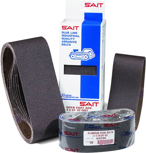 4" x 36" AO-X Aluminum Oxide Belts, Open Coat, X Weight Cotton, 60 Grit, Quick Ship, United Abrasives 63244