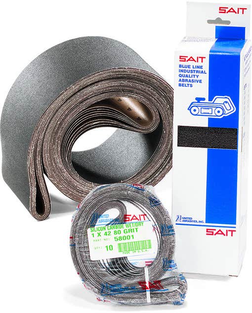 6" x 48" C-W Silicon Carbide Belts, Closed Coat, X Weight Waterproof Cotton, 60 Grit, Quick Ship, United Abrasives 58900