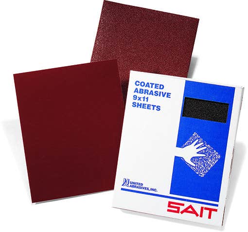 9" x 11" AW-D Aluminum Oxide Paper Sheets, 60D Grit, Heavy Weight, Low Flexibility, United Abrasives 84213