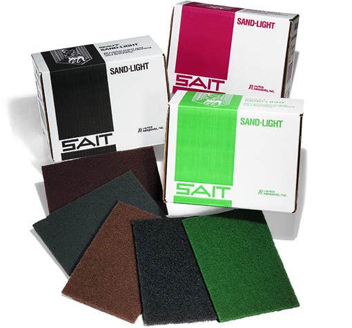 6" x 9" Brown Non-Woven Hand Pads, Heavy Duty, Excellent for Removing Heavy Rust and Cleaning Welds, United Abrasives 77440
