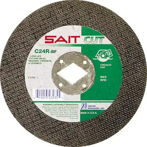 7" x 3/32" x 5/8" C24R Concrete Portable Saw Cut-Off Wheels, Type 1, United Abrasives 23235