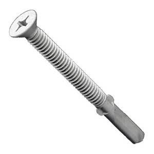 1/4"-20 x 3-3/4" Self-Drilling Screws with Wings - Wood to Metal Reamers, Phillips Flat Head, #4 Point, #3 Phillips Driver, Tanner-Guard Corrosion Resistant Coating