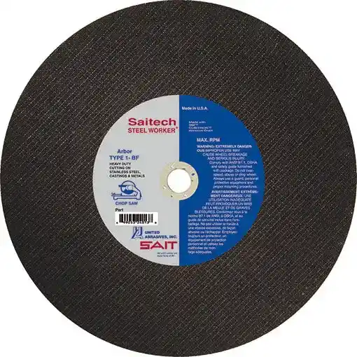 12" x 3/32" x 1 Saitech Steel Worker Chop Saw Wheels, Type 1, United Abrasives 24033