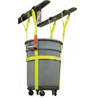 Trash Barrel Sling - 32 Gallon, 2" Yellow Polyester Webbing, 1,000 lb. Capacity, 4 Tapered Lifting Eyes, 51" Height, Lift-All TBS32