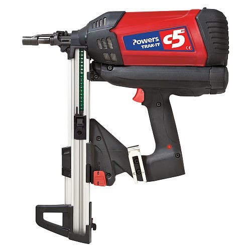 Powers Trak-It C-5 Gas Fastening Tool, Long Track, Shoots Pins Up to 1-1/2"
