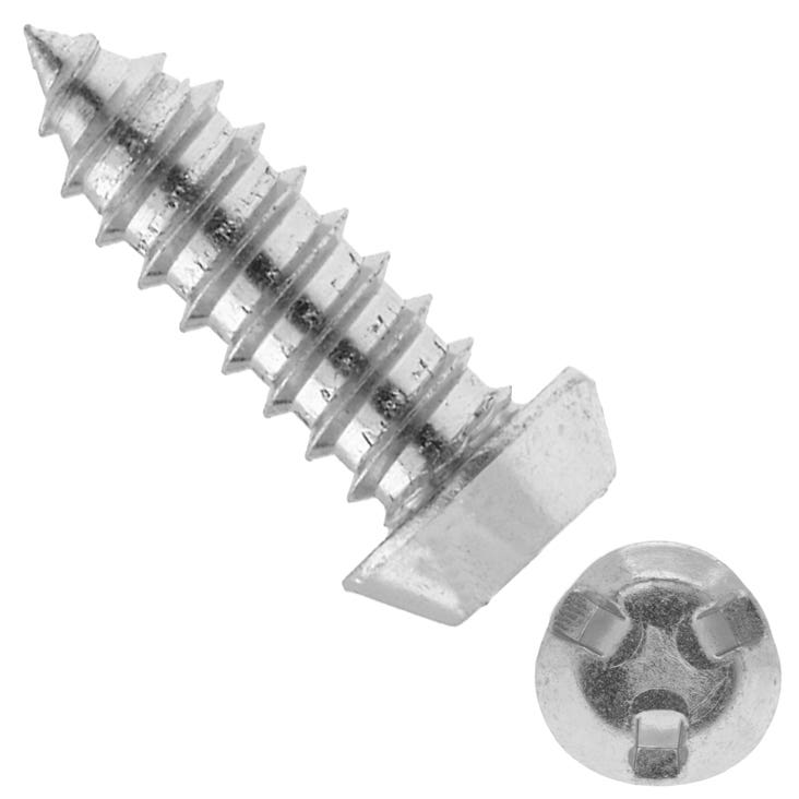 #14 x 1" Tamper-Resistant Trident Sheet Metal Screws, Driver Size: 10TRI, Case Hardened Steel Zinc Plated