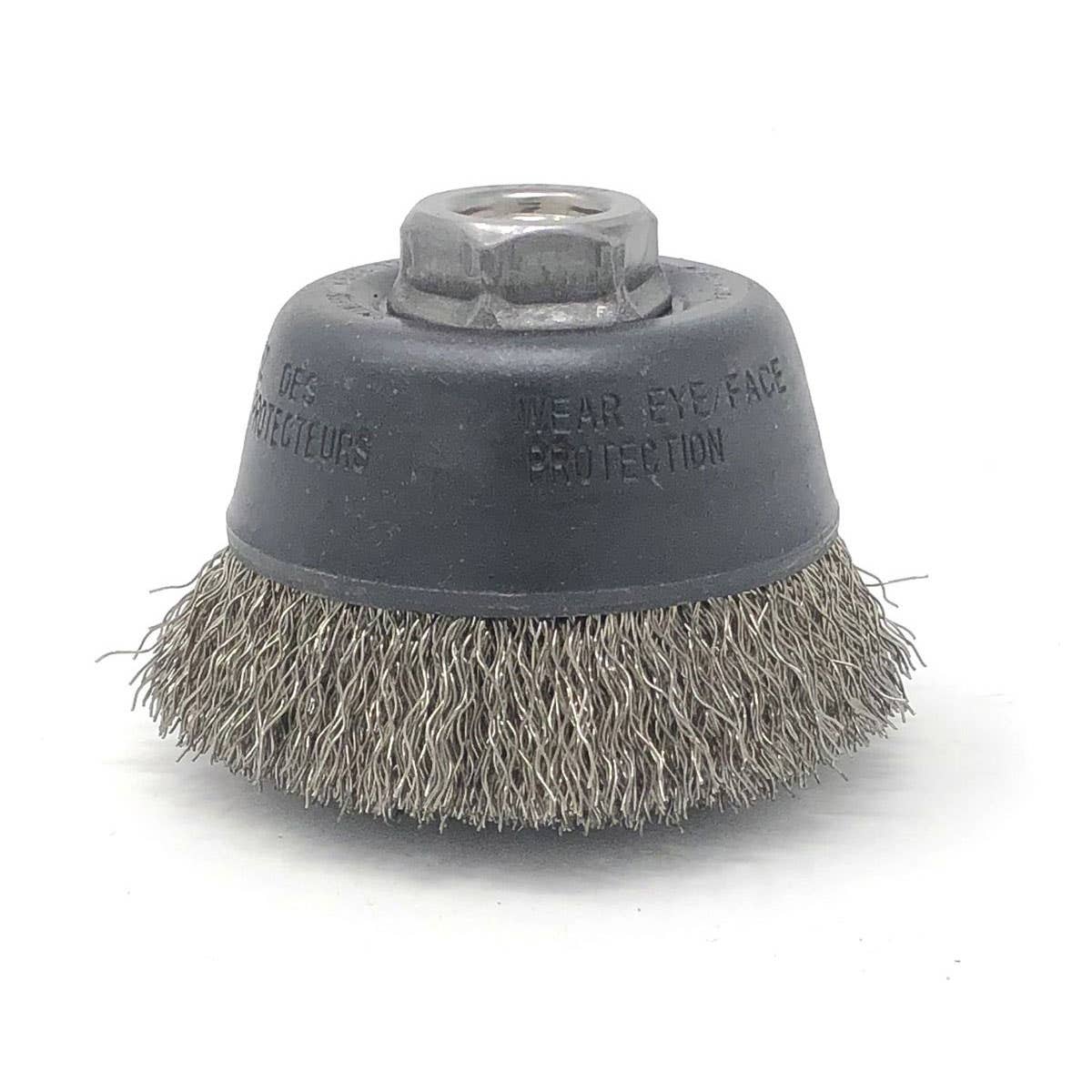 2-3/4" x .014" x 5/8"-11 Small Cup Brushes, Crimped 302 Stainless Steel Wire, 14,000 Max RPM, United Abrasives 01408