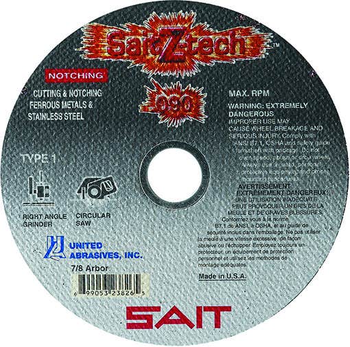 4" x .090" x 5/8" Sait Z-Tech High Performance High Speed Cut-Off Wheels, Type 1, 19,000 Max RPM, United Abrasives 23823