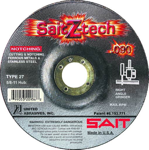 4" x .090" x 5/8" Z-Tech High Performance Depressed Center Cutting Wheels, Type 27, 19,000 Max RPM, United Abrasives 20942