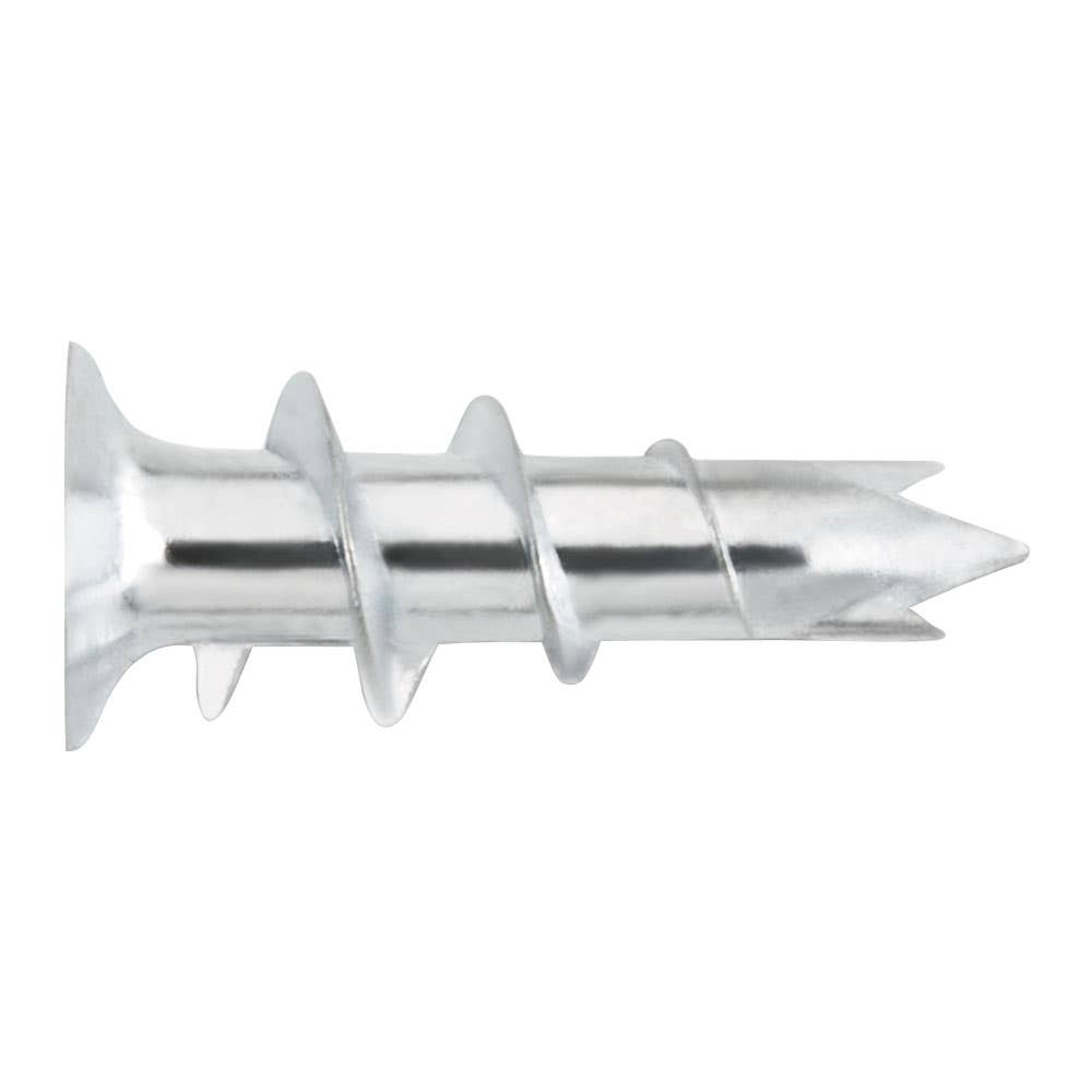 Powers Zinc Zip-It Jr. One Piece Self Drilling Wallboard Anchors, 3/8" - 5/8" Wall Thickness, Zamac Alloy, #6 x 1" Screws,